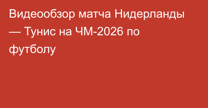 Видеообзор матча Нидерланды — Тунис на ЧМ-2026 по футболу
