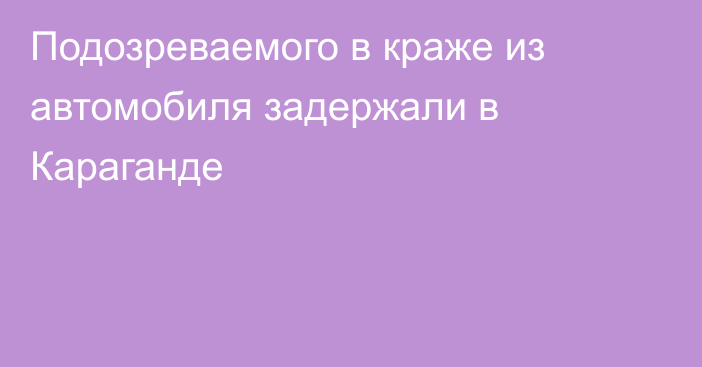 Подозреваемого в краже из автомобиля задержали в Караганде