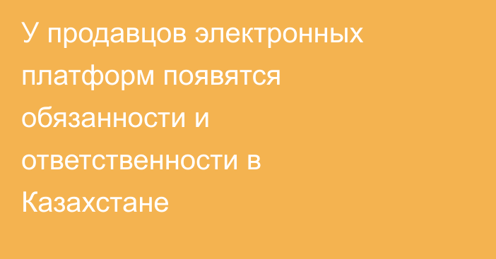У продавцов электронных платформ появятся обязанности и ответственности в Казахстане