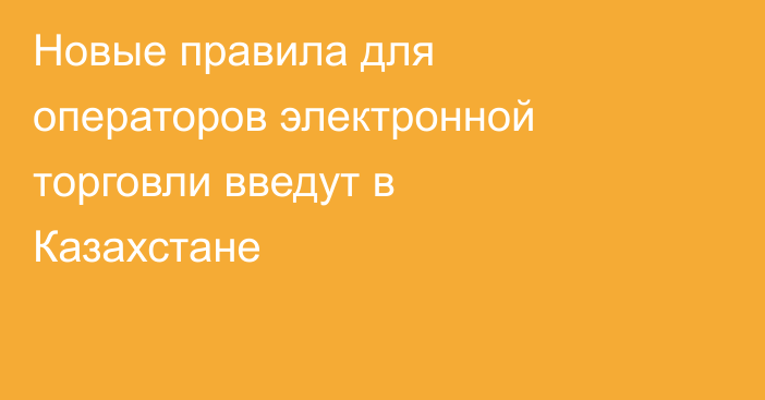 Новые правила для операторов электронной торговли введут в Казахстане