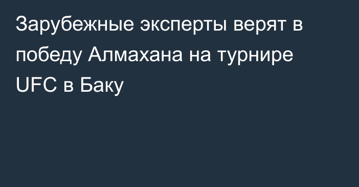 Зарубежные эксперты верят в победу Алмахана на турнире UFC в Баку