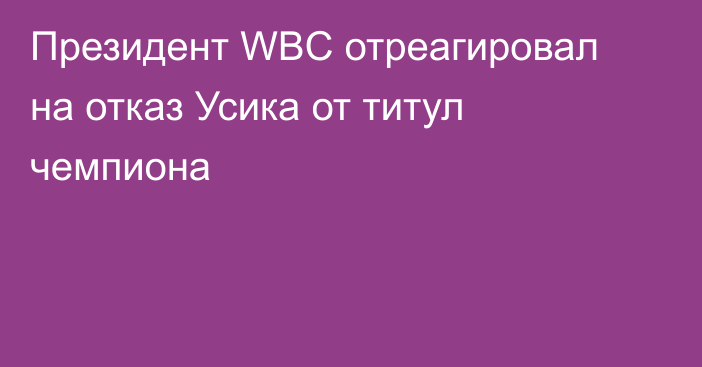 Президент WBC отреагировал на отказ Усика от титул чемпиона