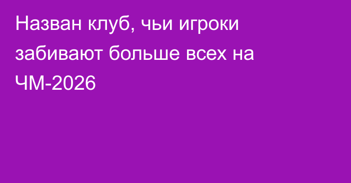 Назван клуб, чьи игроки забивают больше всех на ЧМ-2026