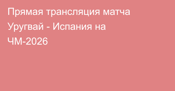 Прямая трансляция матча Уругвай - Испания на ЧМ-2026