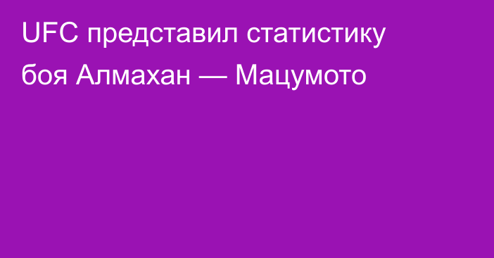 UFC представил статистику боя Алмахан — Мацумото