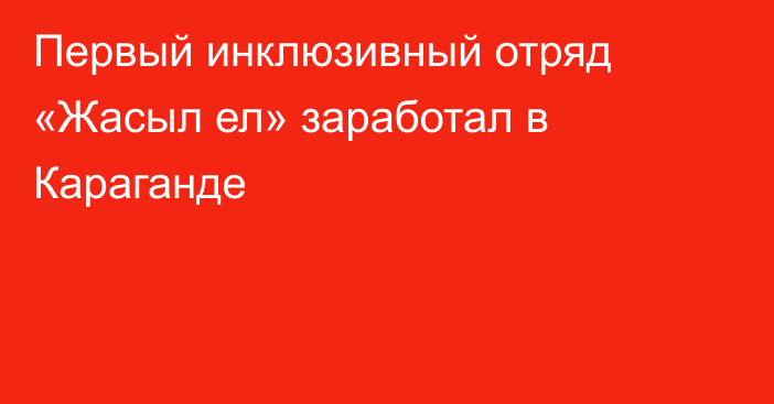 Первый инклюзивный отряд «Жасыл ел» заработал в Караганде