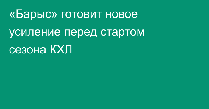 «Барыс» готовит новое усиление перед стартом сезона КХЛ