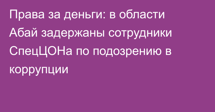 Права за деньги: в области Абай задержаны сотрудники СпецЦОНа по подозрению в коррупции