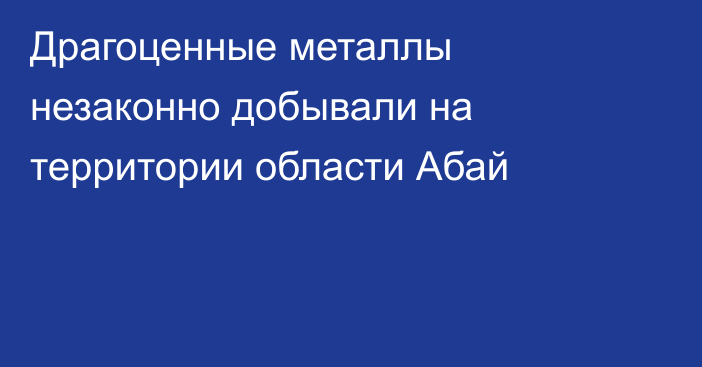 Драгоценные металлы незаконно добывали на территории области Абай