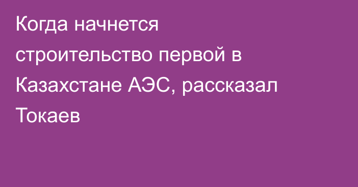 Когда начнется строительство первой в Казахстане АЭС, рассказал Токаев