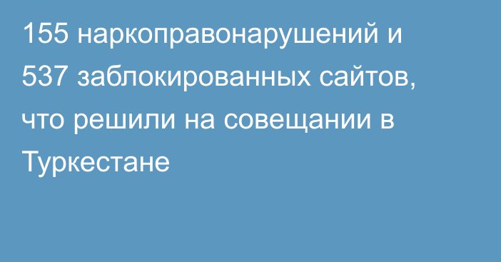155 наркоправонарушений и 537 заблокированных сайтов, что решили на совещании в Туркестане