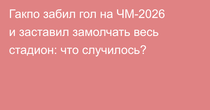 Гакпо забил гол на ЧМ-2026 и заставил замолчать весь стадион: что случилось?