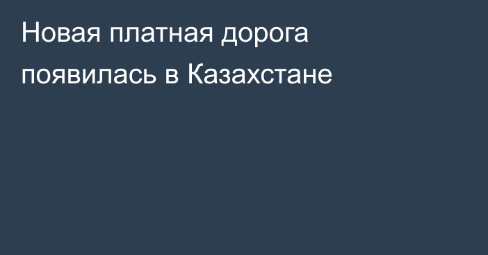 Новая платная дорога появилась в Казахстане