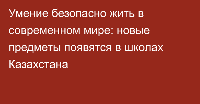 Умение безопасно жить в современном мире: новые предметы появятся в школах Казахстана