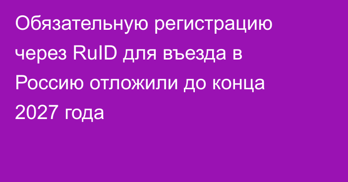 Обязательную регистрацию через RuID для въезда в Россию отложили до конца 2027 года