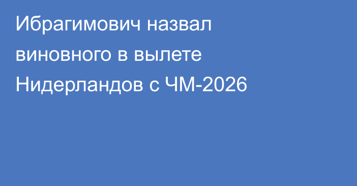 Ибрагимович назвал виновного в вылете Нидерландов с ЧМ-2026