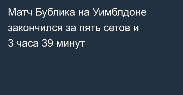 Матч Бублика на Уимблдоне закончился за пять сетов и 3 часа 39 минут