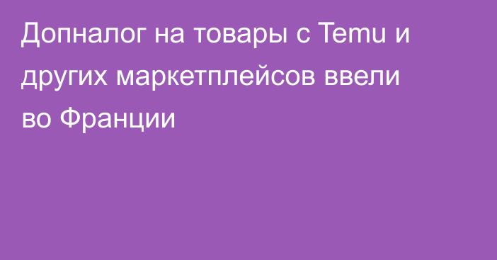 Допналог на товары с Temu и других маркетплейсов ввели во Франции