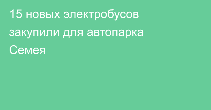 15 новых электробусов закупили для автопарка Семея