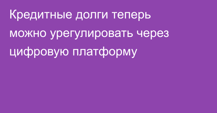 Кредитные долги теперь можно урегулировать через цифровую платформу
