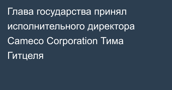 Глава государства принял исполнительного директора Cameco Corporation Тима Гитцеля