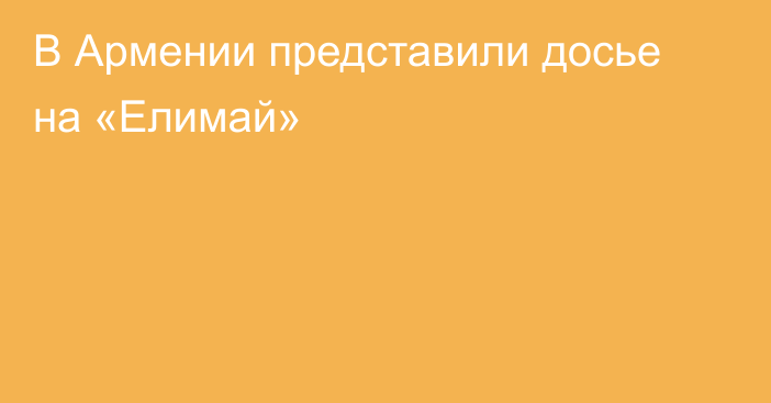 В Армении представили досье на «Елимай»