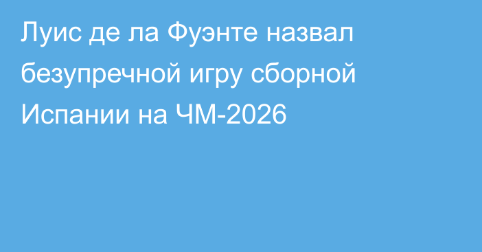 Луис де ла Фуэнте назвал безупречной игру сборной Испании на ЧМ-2026