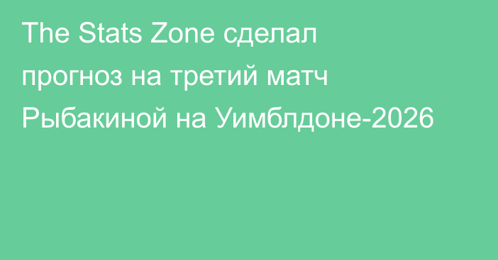 The Stats Zone сделал прогноз на третий матч Рыбакиной на Уимблдоне-2026