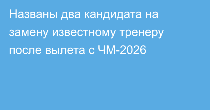 Названы два кандидата на замену известному тренеру после вылета с ЧМ-2026