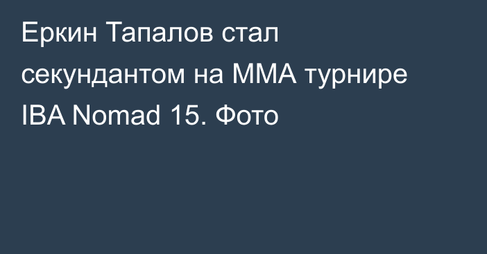 Еркин Тапалов стал секундантом на ММА турнире IBA Nomad 15. Фото
