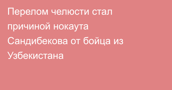 Перелом челюсти стал причиной нокаута Сандибекова от бойца из Узбекистана