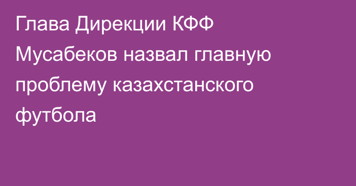 Глава Дирекции КФФ Мусабеков назвал главную проблему казахстанского футбола