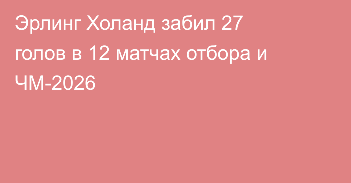 Эрлинг Холанд забил 27 голов в 12 матчах отбора и ЧМ-2026