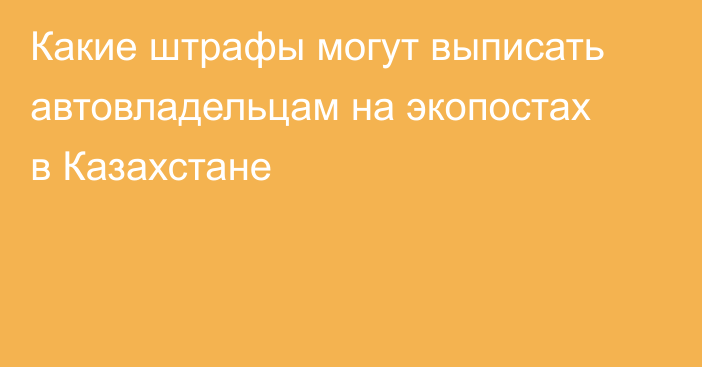 Какие штрафы могут выписать автовладельцам на экопостах в Казахстане