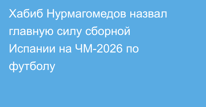 Хабиб Нурмагомедов назвал главную силу сборной Испании на ЧМ-2026 по футболу