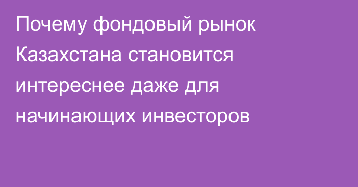 Почему фондовый рынок Казахстана становится интереснее даже для начинающих инвесторов