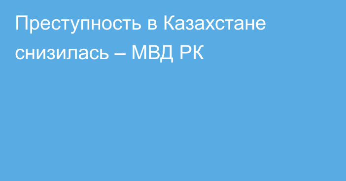 Преступность в Казахстане снизилась – МВД РК