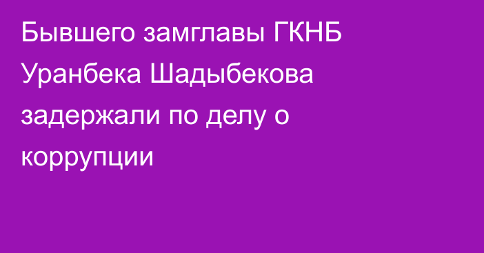Бывшего замглавы ГКНБ Уранбека Шадыбекова задержали по делу о коррупции 