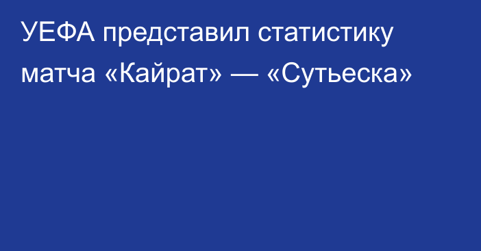 УЕФА представил статистику матча «Кайрат» — «Сутьеска»
