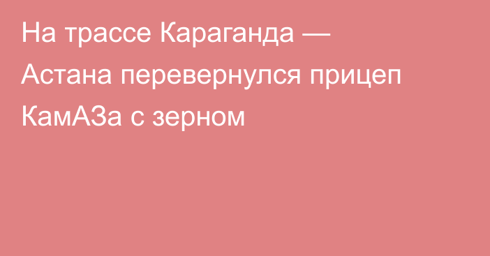 На трассе Караганда — Астана перевернулся прицеп КамАЗа с зерном