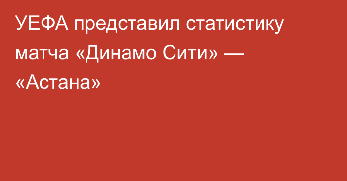 УЕФА представил статистику матча «Динамо Сити» — «Астана»