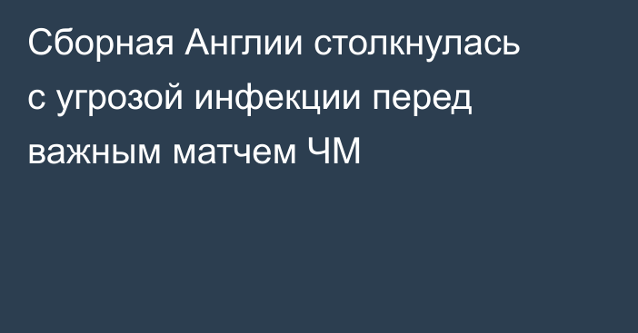 Сборная Англии столкнулась с угрозой инфекции перед важным матчем ЧМ