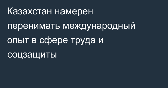 Казахстан намерен перенимать международный опыт в сфере труда и соцзащиты