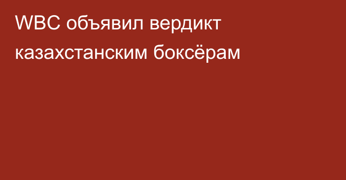 WBC объявил вердикт казахстанским боксёрам