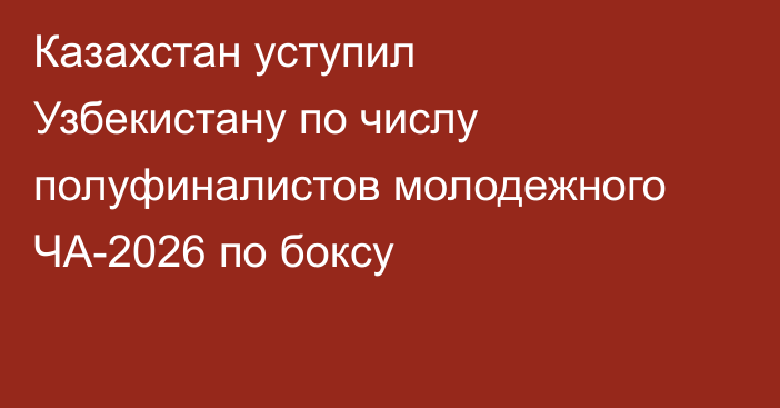 Казахстан уступил Узбекистану по числу полуфиналистов молодежного ЧА-2026 по боксу