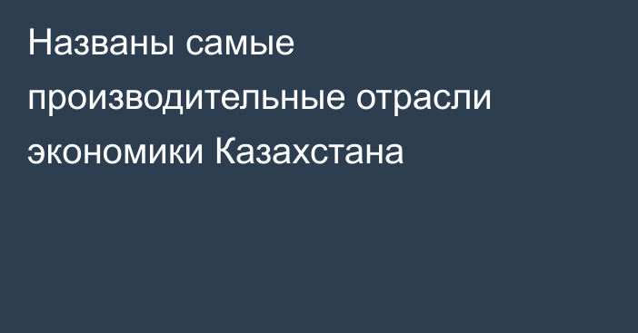 Названы самые производительные отрасли экономики Казахстана