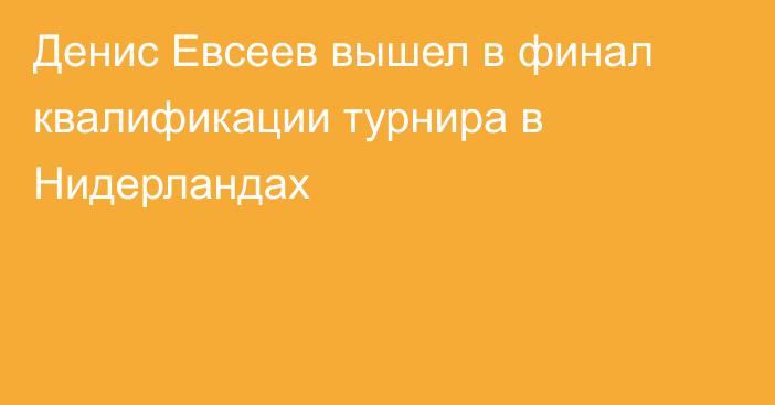 Денис Евсеев вышел в финал квалификации турнира в Нидерландах