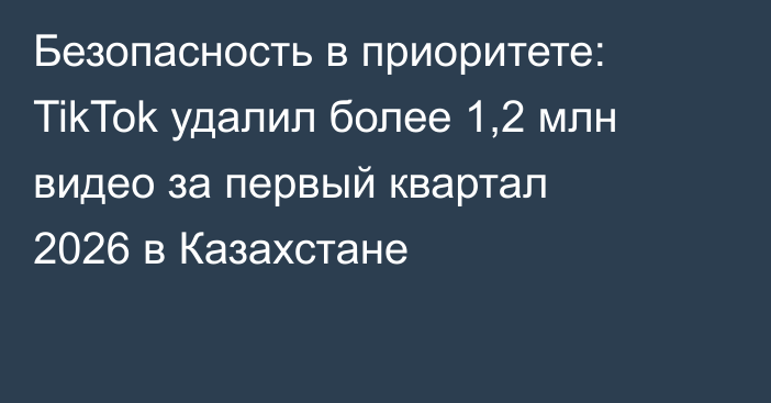 Безопасность в приоритете: TikTok удалил более 1,2 млн видео за первый квартал 2026 в Казахстане
