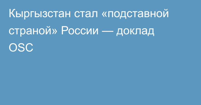 Кыргызстан стал «подставной страной» России — доклад OSC
