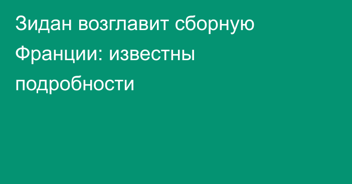 Зидан возглавит сборную Франции: известны подробности